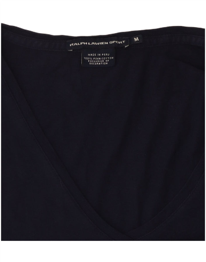 RALPH LAUREN Γυναικείο T-Shirt τοπ UK 12 μεσαίο μπλε βαμβακερό
