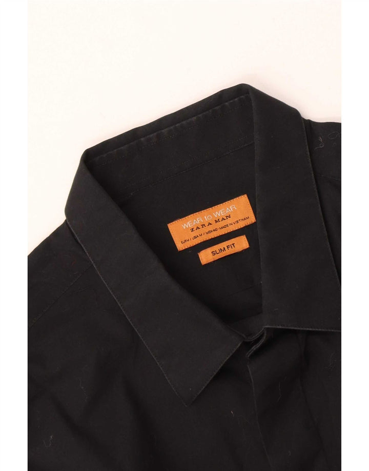 Ανδρικό πουκάμισο Zara Slim Fit Medium Μαύρο