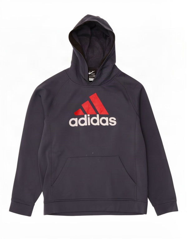 Adidas Womens Climawarm Graphic Hoodie Jumper UK 14/16 Large Grey Polyester