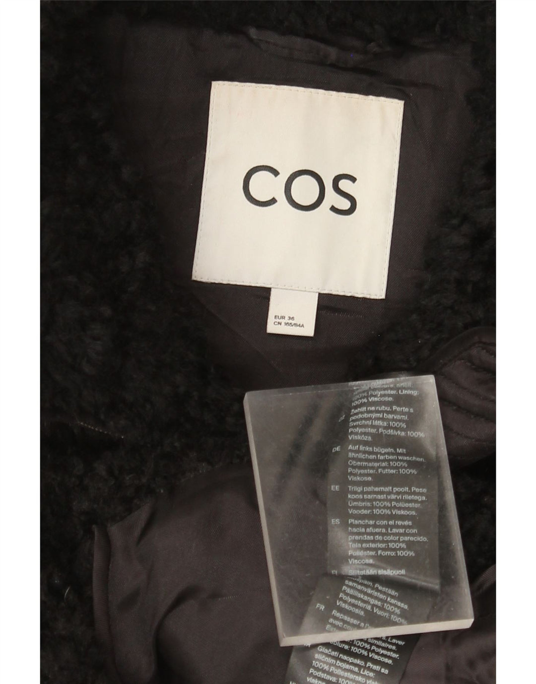 Cos Womens Oversized Faux Fur Gilet EU 36 Small Black Polyester