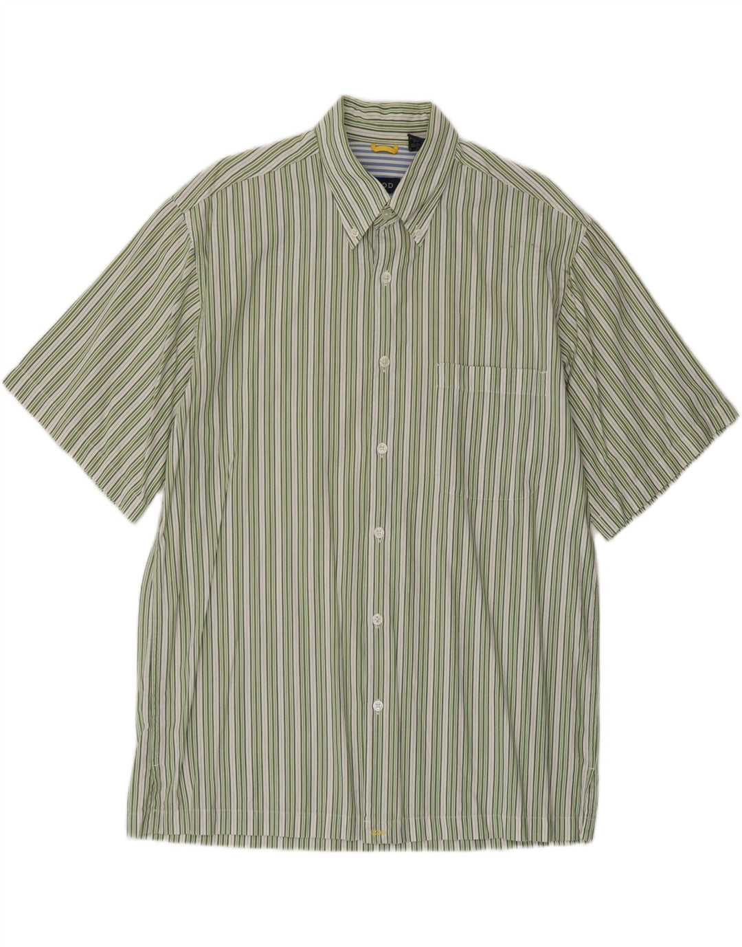 IZOD Mens Short Sleeve Shirt Medium Green Striped Cotton Vintage Izod and Second-Hand Izod from Messina Hembry 