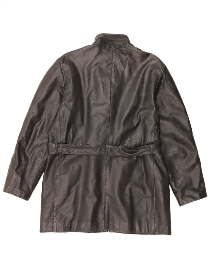 Vintage Γυναικείο Δερμάτινο Μπουφάν UK 16 Large Μαύρο Δερμάτινο