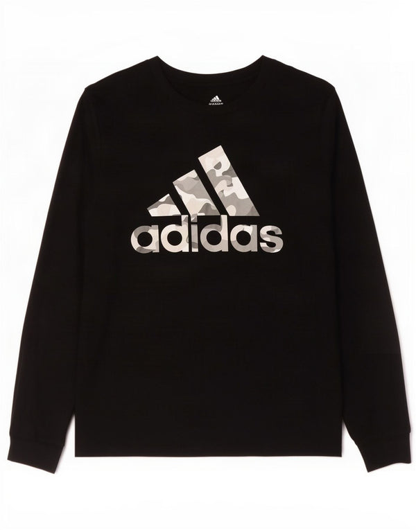 Adidas Boys Regular Fit Graphic Top Long Sleeve 14-15 Years Large Black