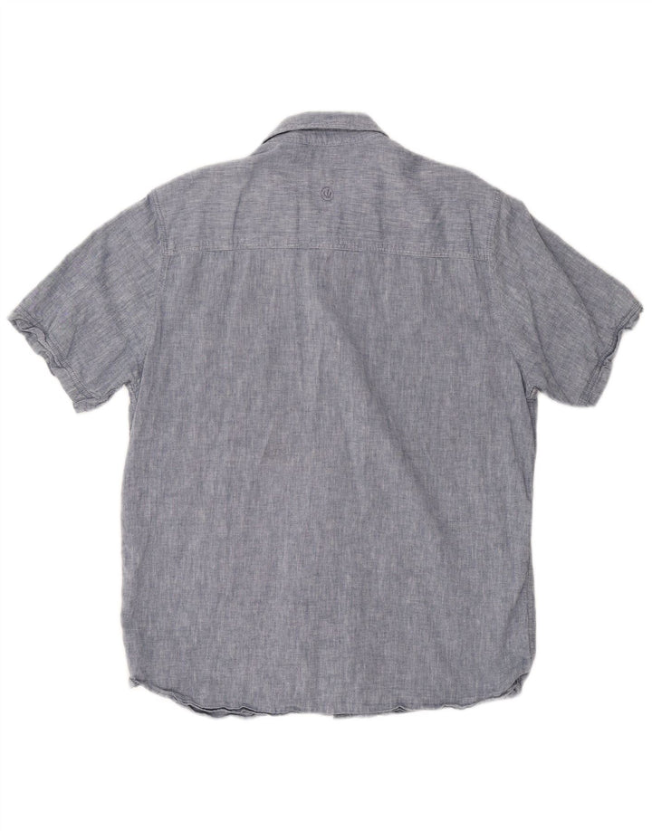 FAT FACE Mens Classic Fit Short Sleeve Shirt Medium Blue