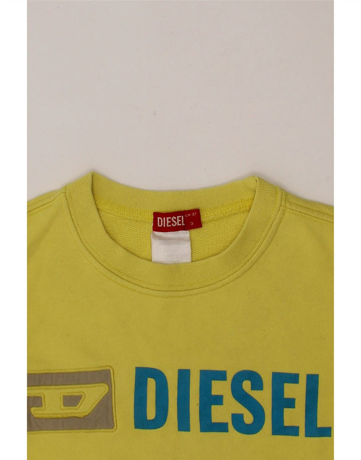 DIESEL Girls Graphic Sweatshirt Jumper 2-3 Years Yellow Vintage Diesel and Second-Hand Diesel from Messina Hembry 