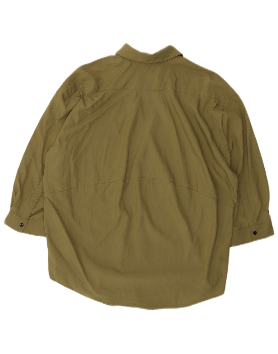 Zara γυναικείο πουλόβερ 3/4 μανίκι πουκάμισο UK 6 XS Khaki Lyocell