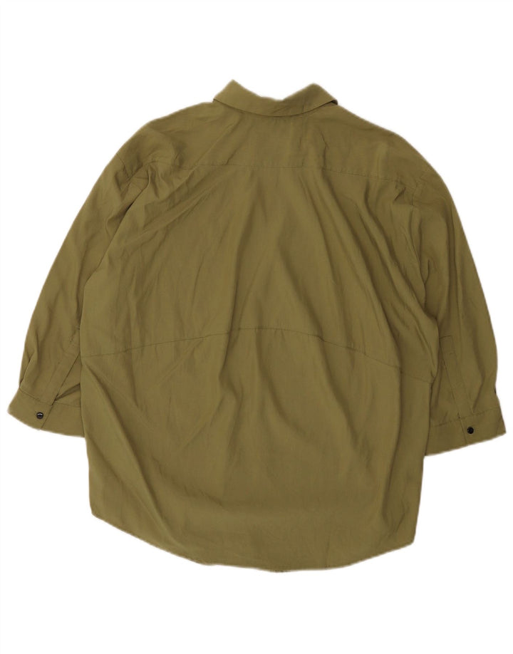 Zara γυναικείο πουλόβερ 3/4 μανίκι πουκάμισο UK 6 XS Khaki Lyocell