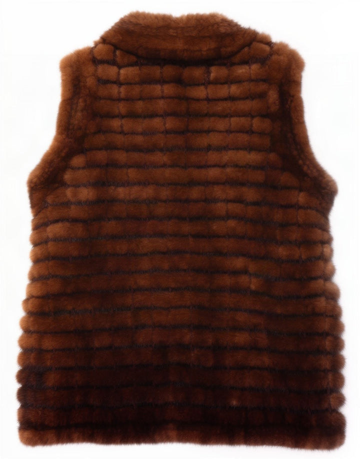 Vintage γυναικεία γούνα Gilet UK 14 Μεσαίο Καφέ