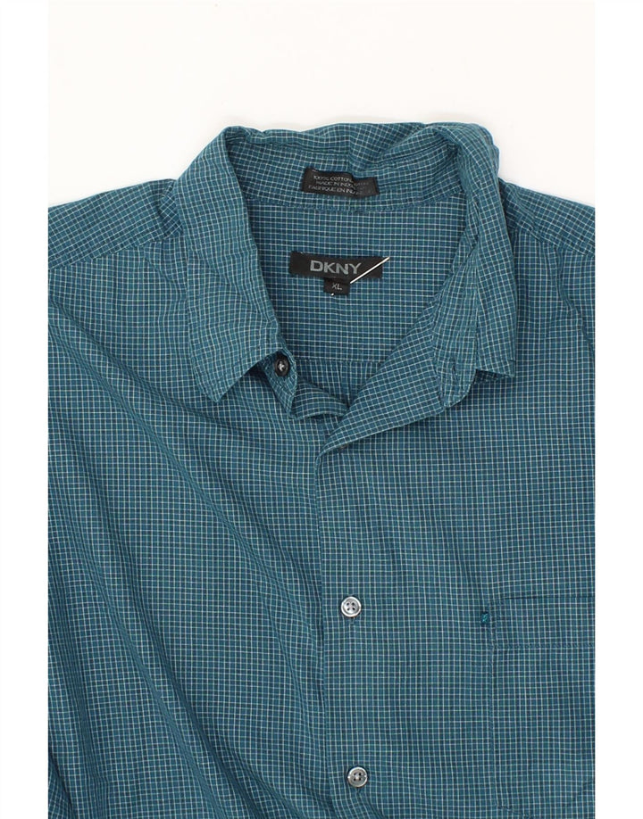 DKNY Mens Shirt XL Blue Check Cotton Vintage Dkny and Second-Hand Dkny from Messina Hembry 