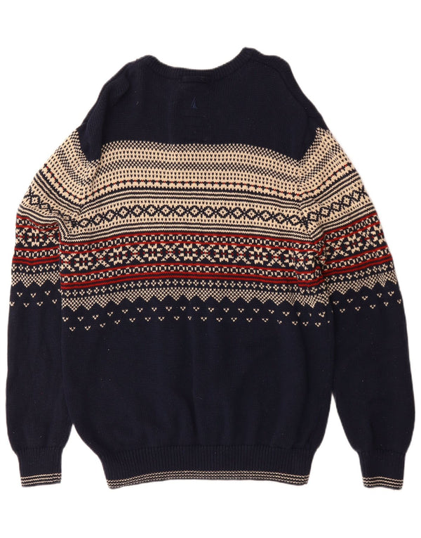 Ανδρικό πουλόβερ για λαιμό σκάφος Musto XL Navy Blue Fair Isle Cotton