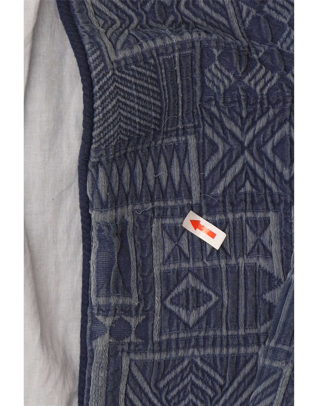 Zara Γυναικείο Ανοιχτό Παλτό UK 16 Large Navy Blue Geometric Cotton