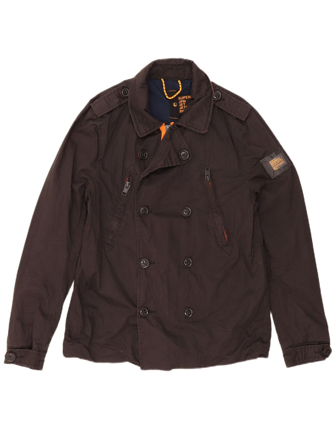 Superdry Γυναικείο παλτό μπιζελιού UK 16 μεγάλο μαύρο βαμβακερό