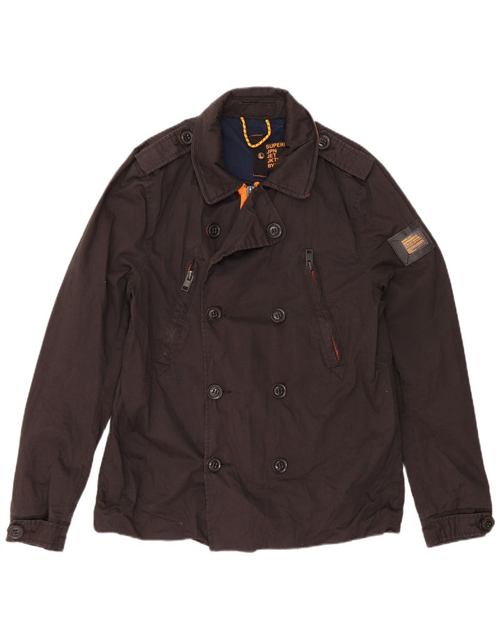 Superdry Γυναικείο παλτό μπιζελιού UK 16 μεγάλο μαύρο βαμβακερό