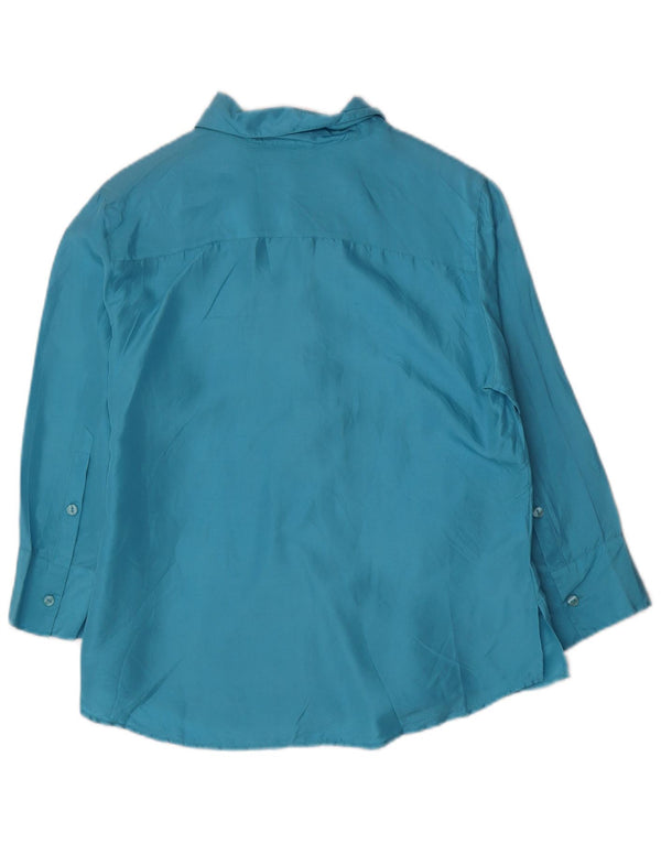 Andrea Mare Γυναικείο πουκάμισο 3/4 Μπλούζα UK 10 Small Blue Silk