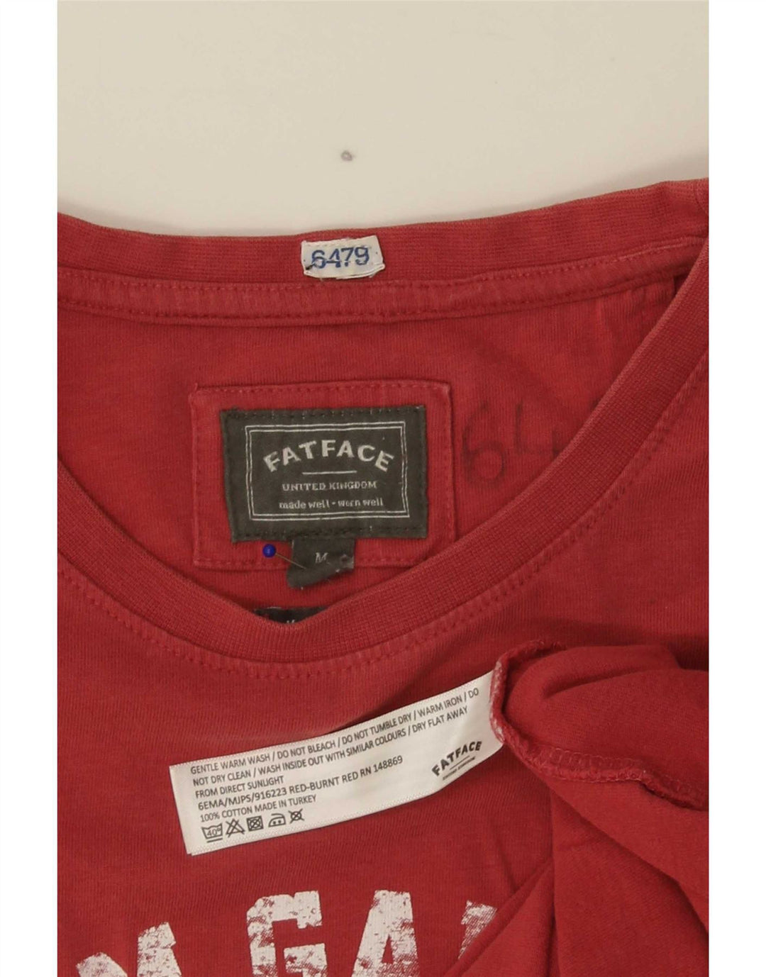 Ανδρικό γραφικό μπλουζάκι Fat Face Great Britain Top Μεσαίο κόκκινο βαμβακερό