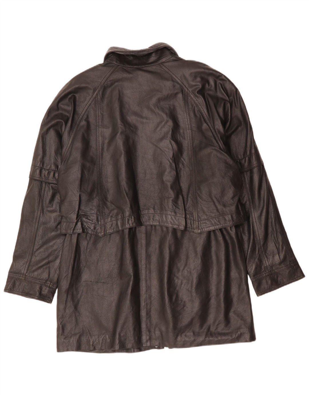 Vintage Γυναικείο Oversized Δερμάτινο Παλτό UK 16 Large Μαύρο