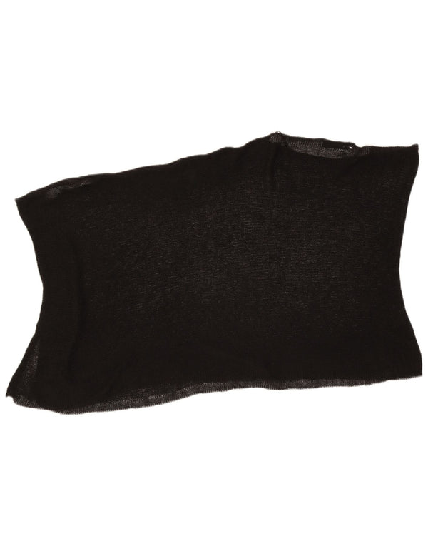 Zara Γυναικεία Μπλούζα Poncho Top UK 12 Medium Black Acrylic