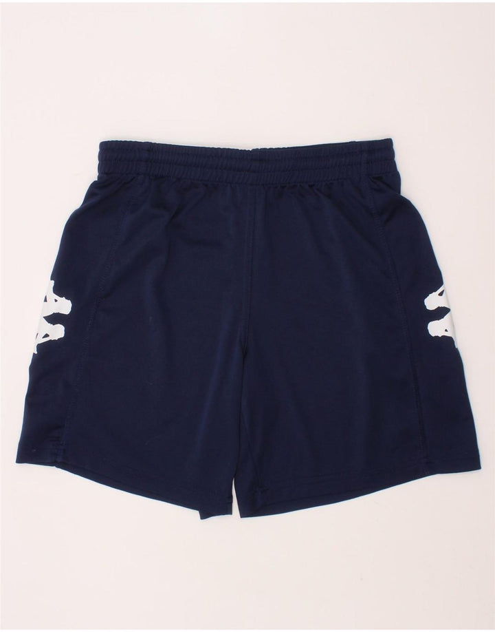 KAPPA Boys Graphic Sport Shorts 9-10 Years Large Navy Blue Polyester Vintage Kappa and Second-Hand Kappa from Messina Hembry 