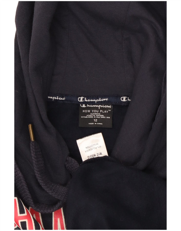 CHAMPION Girls NY Rochester Graphic Hoodie Jumper 11-12 ετών Navy Blue