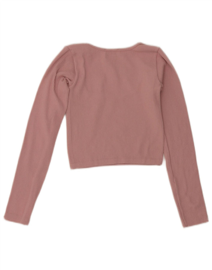 Zara Γυναικείο Crop Top Μακρυμάνικο UK 4 XS Pink Polyamide