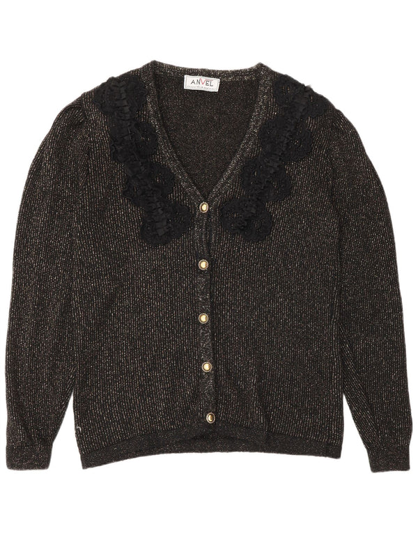 Vintage γυναικεία ζακέτα UK 14 Large Black Flecked Mohair
