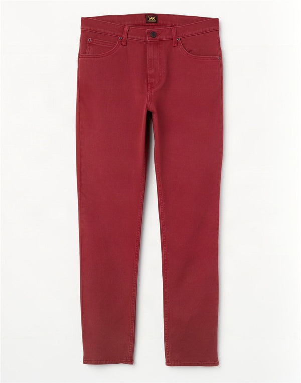 Lee Mens Rider Straight Slim Jeans W31 L32 Βουργουνδί βαμβακερό