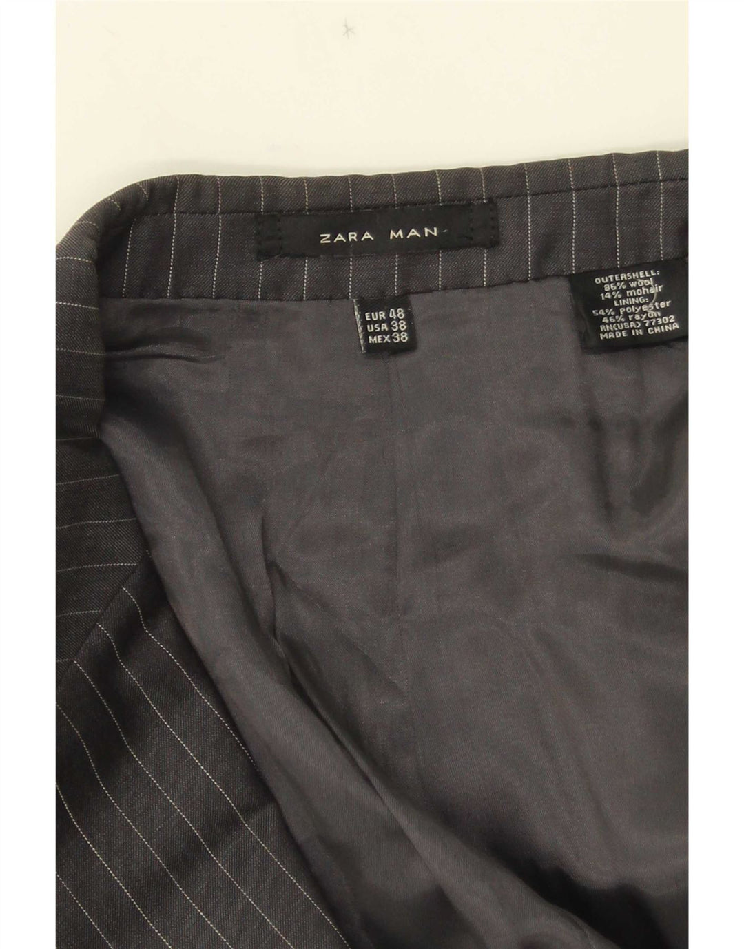 Zara Ανδρικό μπουφάν μπλέιζερ με 2 κουμπιά EU 48 Μαλλί με μεσαίο γκρι ρίγες