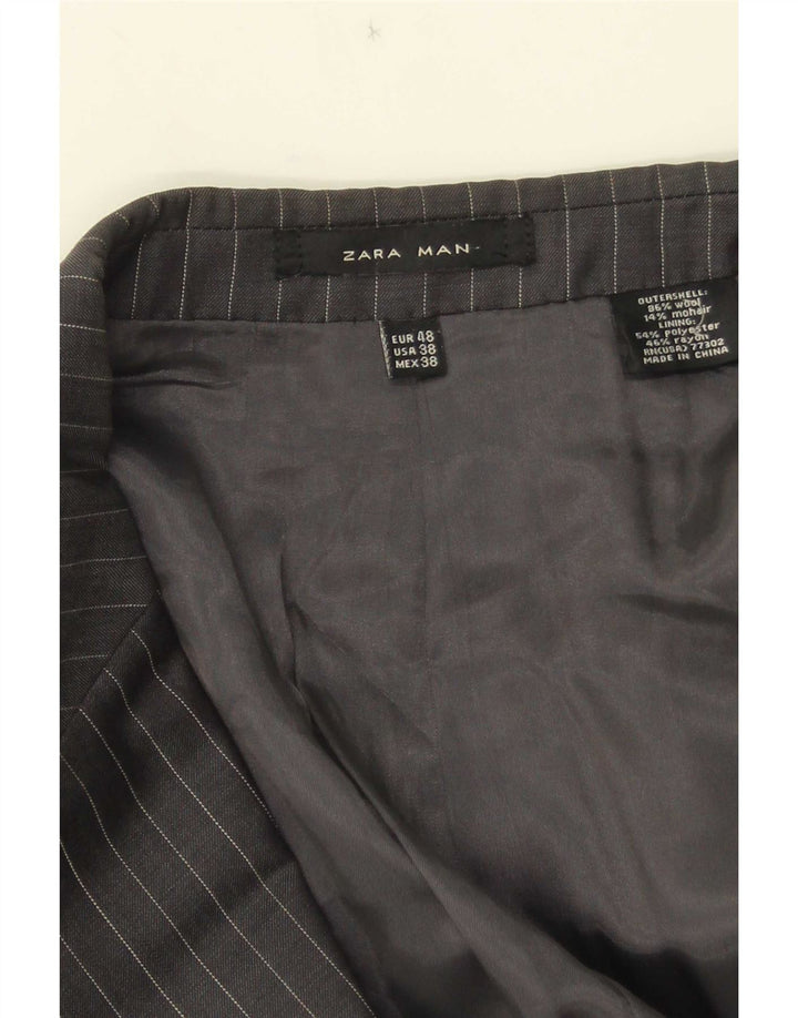 Zara Ανδρικό μπουφάν μπλέιζερ με 2 κουμπιά EU 48 Μαλλί με μεσαίο γκρι ρίγες