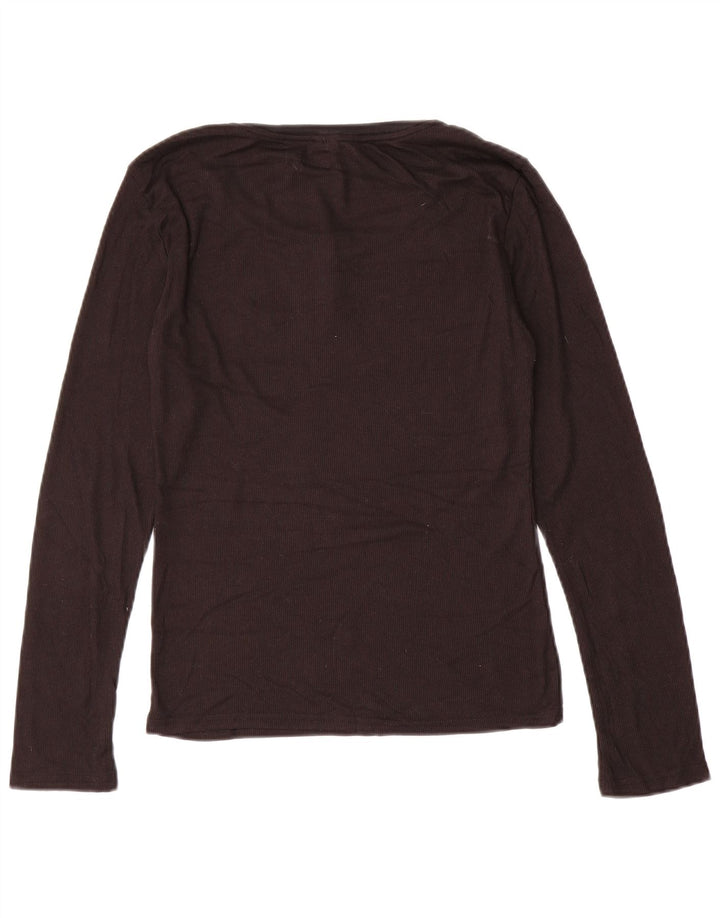 CALVIN KLEIN Γυναικείο τοπ μακρυμάνικο UK 10 Small καφέ