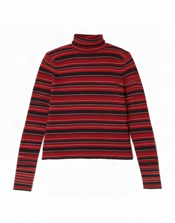 Brooks Brothers Γυναικείο πουλόβερ με ρολό λαιμόκοψη UK 12 μεσαίο κόκκινο ριγέ