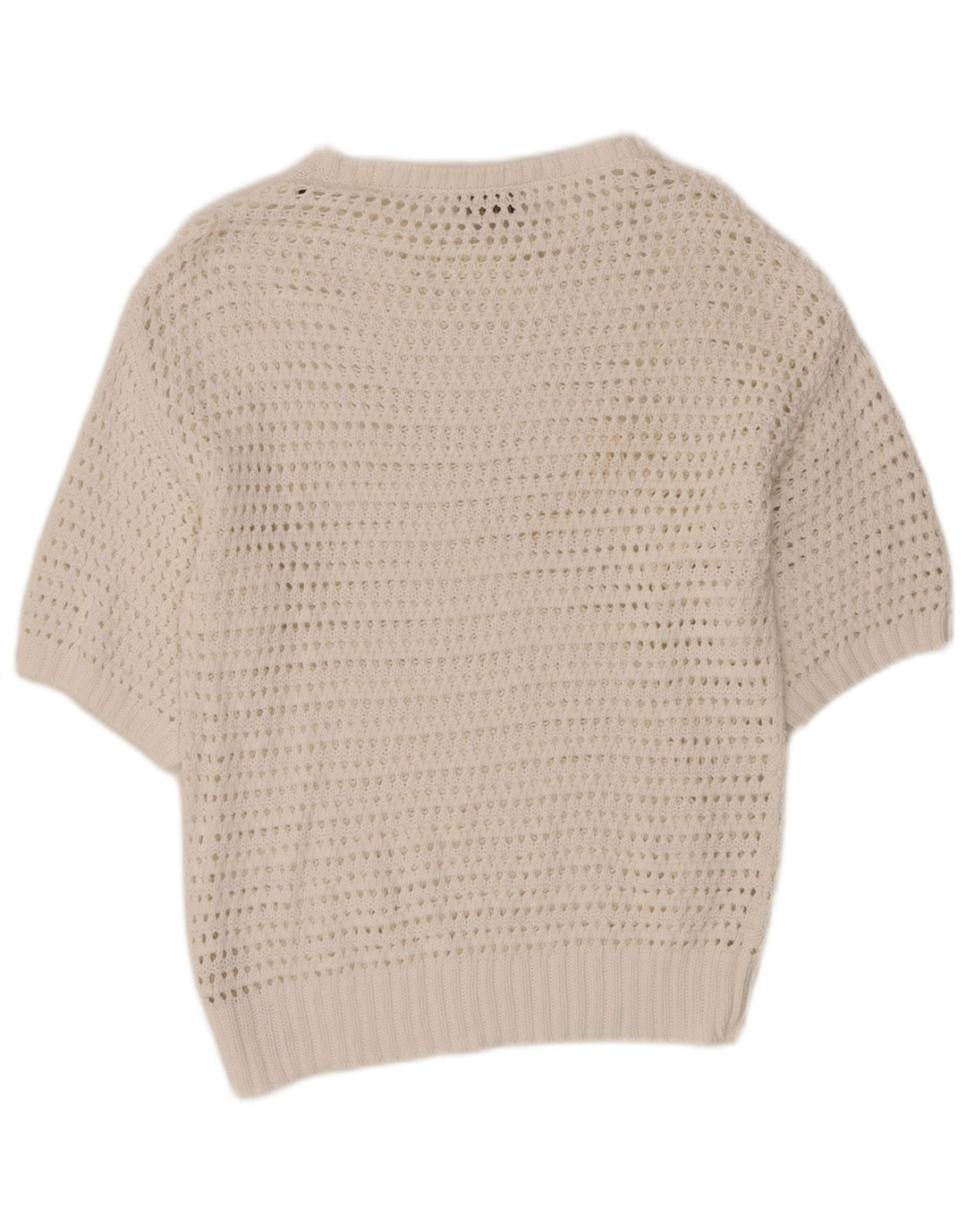 MASSIMO DUTTI Γυναικείο πουλόβερ με βελονάκι σε λαιμό, UK 12, μεσαίο λευκό