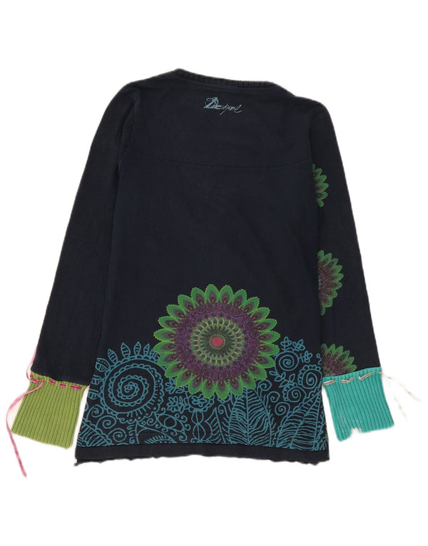 Desigual Γυναικείο Γραφικό Μακρυμάνικο UK 14 Large Navy Blue Paisley