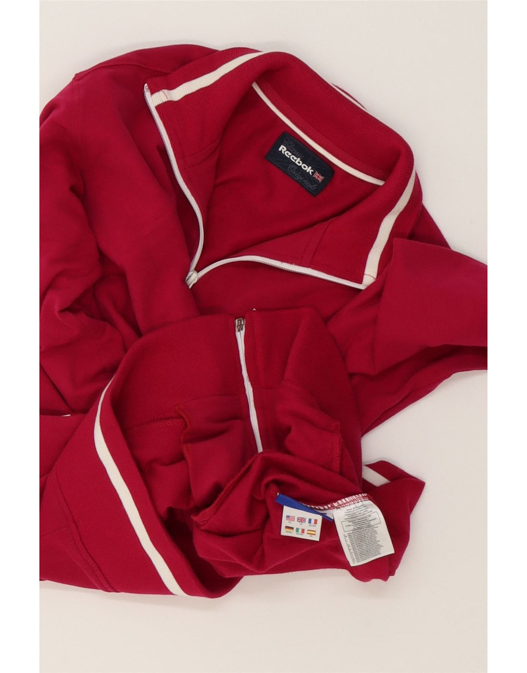 REEBOK Womens Tracksuit Top Jacket UK 16 Large  Pink Cotton Vintage Reebok and Second-Hand Reebok from Messina Hembry 