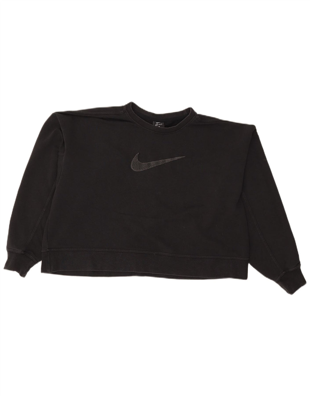 Γυναικείο φούτερ Nike Crop γραφικό υπερμεγέθη Jumper UK 16 Large μαύρο