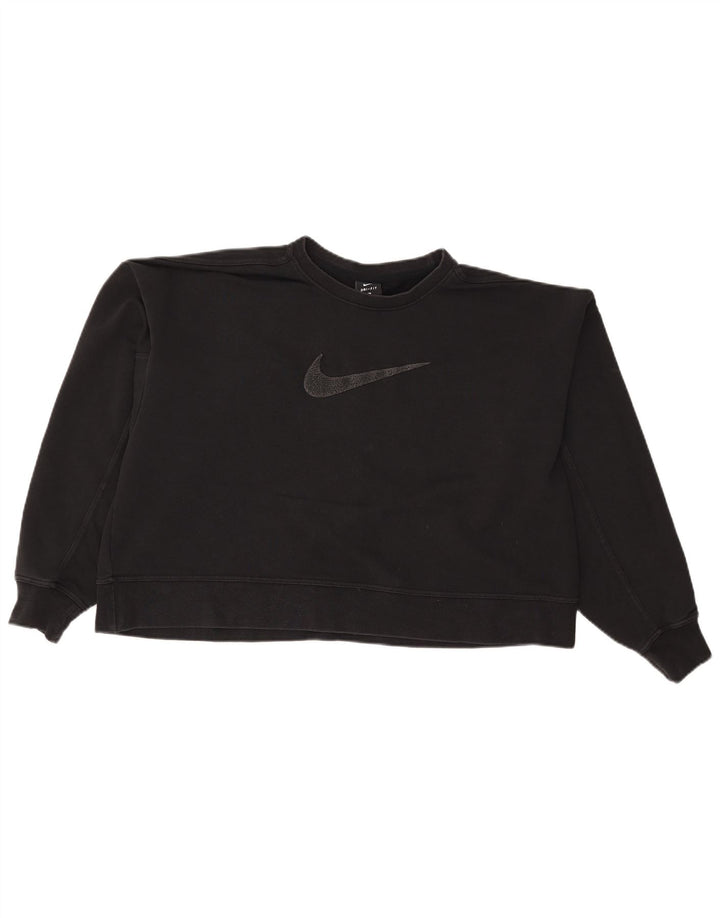 Γυναικείο φούτερ Nike Crop γραφικό υπερμεγέθη Jumper UK 16 Large μαύρο