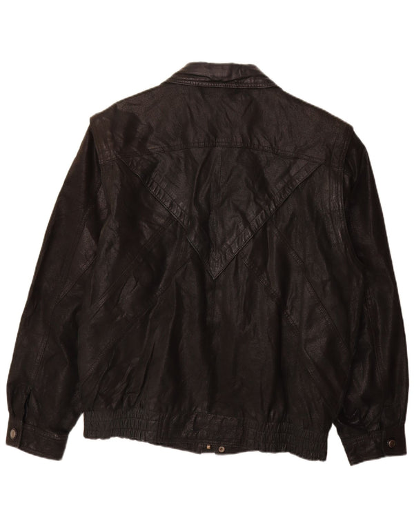 VINTAGE Ανδρικό Δερμάτινο Μπουφάν UK 40 Large Black Colourblock Leather