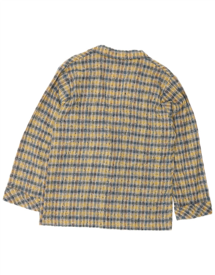 VINTAGE Γυναικείο σακάκι σακάκι με 3 κουμπιά UK 14 Medium Yellow Check