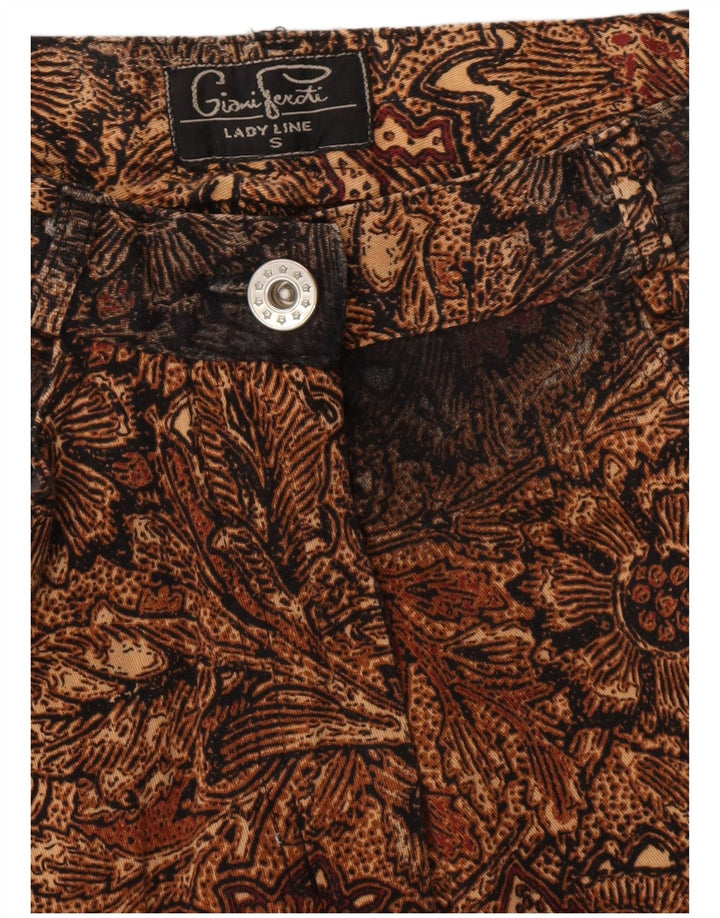 GIANI FEROTI Γυναικείο ίσιο casual παντελόνι Small W26 L30 Brown Paisley