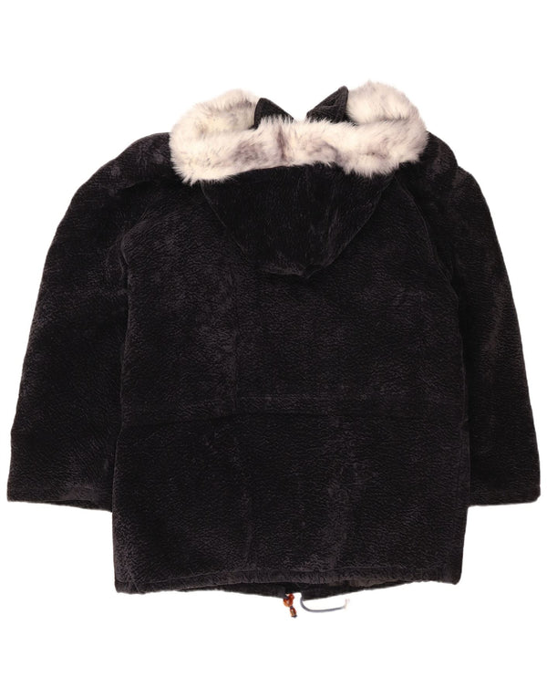 Vintage γυναικείο πανωφόρι με κουκούλα UK 18 XL Navy Blue Polyester