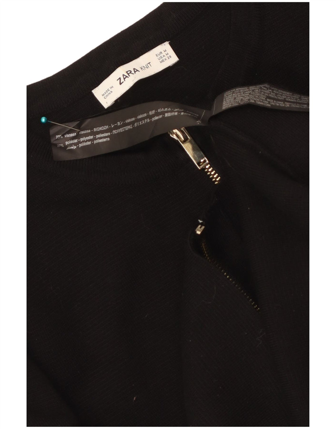 Zara Γυναικεία Ζακέτα Crop UK 12 μεσαία μαύρη βισκόζη