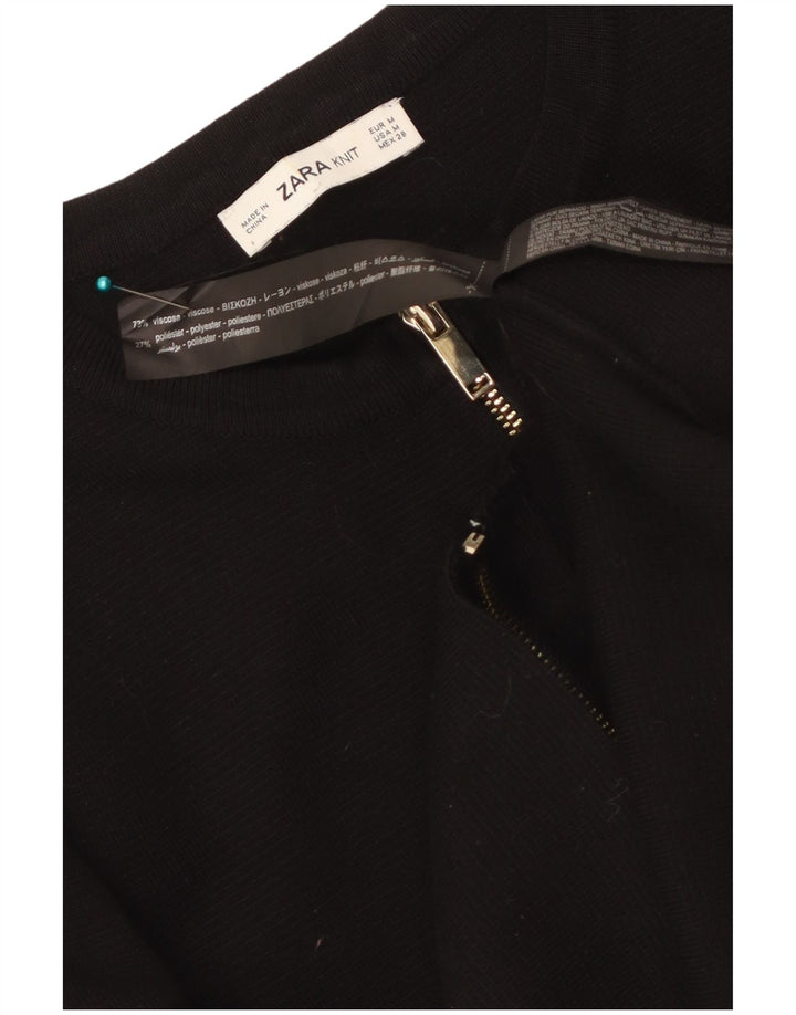 Zara Γυναικεία Ζακέτα Crop UK 12 μεσαία μαύρη βισκόζη