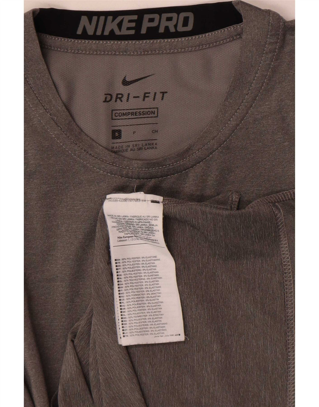 Nike γυναικείο Dri Fit μακρυμάνικο UK 10 Small Grey Colourblock Πολυεστέρας
