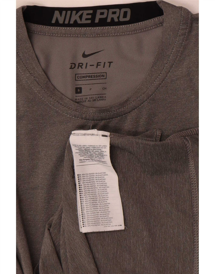Nike γυναικείο Dri Fit μακρυμάνικο UK 10 Small Grey Colourblock Πολυεστέρας