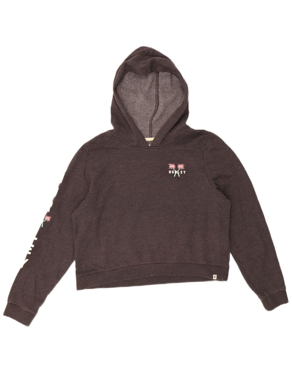 Hurley Womens Crop Graphic Hoodie Jumper UK 18 XL Γκρι βαμβακερό