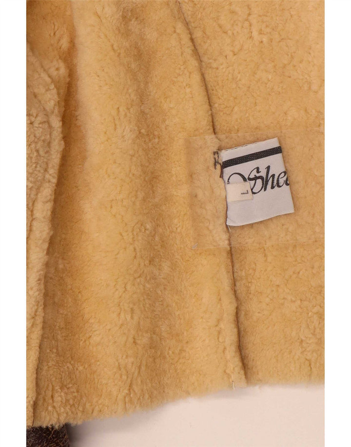 Vintage γυναικείο κουβερλί κομματιού UK 14 Large Brown Shearling