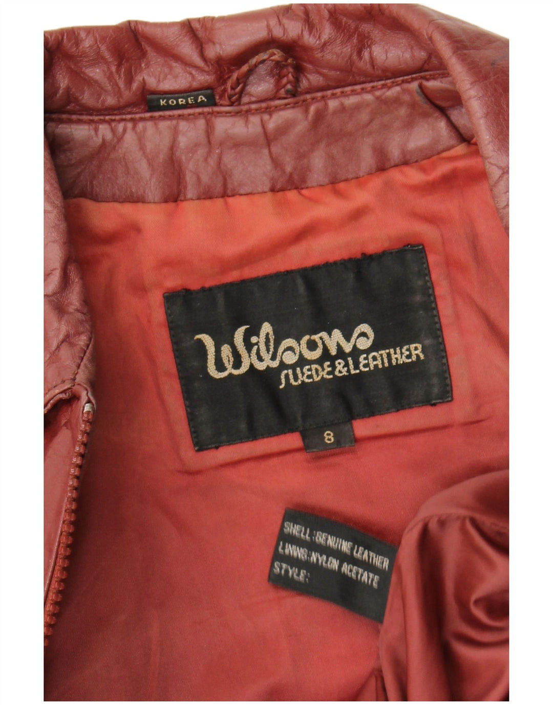 Wilsons Γυναικείο Crop Δερμάτινο Μπουφάν UK 8 Small Burgundy Leather