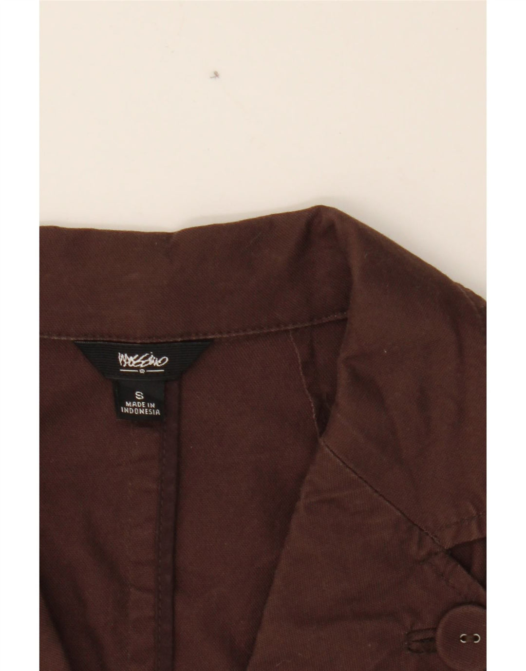 MOSSIMO Womens 1 Button Blazer Jacket UK 10 Small Brown Cotton Vintage Mossimo and Second-Hand Mossimo from Messina Hembry 