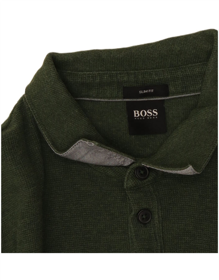 Ανδρικό μακρυμάνικο μπλουζάκι πόλο Hugo Boss σε μεγάλο πράσινο