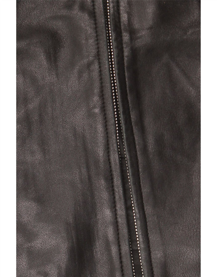 Γυναικείο δερμάτινο μπουφάν JAEGER UK 12 Medium Black Leather