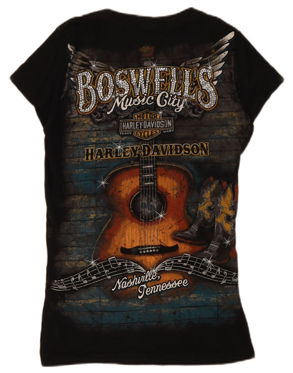 Harley Davidson Γυναικείο T-Shirt Nashville Graphic Top UK 10 Small Black
